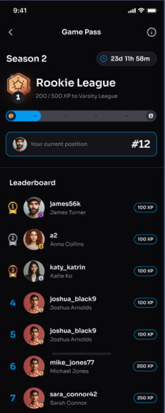 Battle pass leaderboard