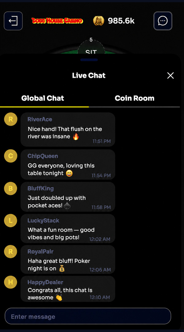 Live chat at the poker table