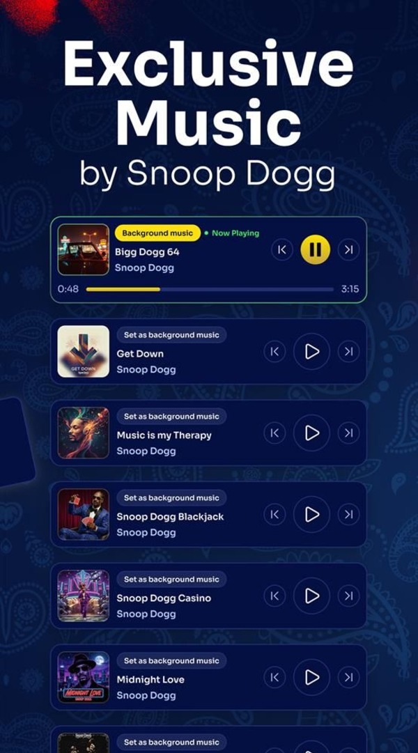In-table audio by Snoop Dogg
